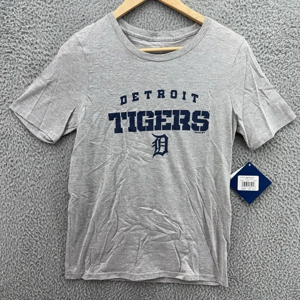 Detroit Tigers T-shirt Gray Youth Large 14-16 MLB Genuine Merch Official Tee NWT